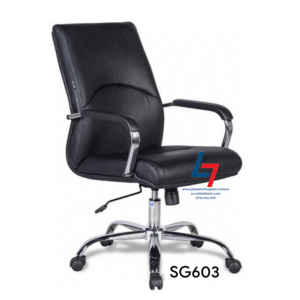 Ghế lưng trung Hòa Phát SG603 bọc da, chân mạ, tay thép kết hợp nhựa
