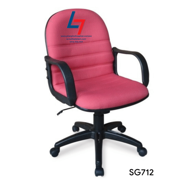 Ghế xoay lưng trung Hòa Phát SG712 bọc vải, chân tay nhựa