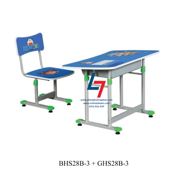 BÀN GHẾ HỌC SINH CẤP 1, CẤP 2 DÙNG TRONG GIA ĐÌNH BHS28B-3 + GHS28B-3