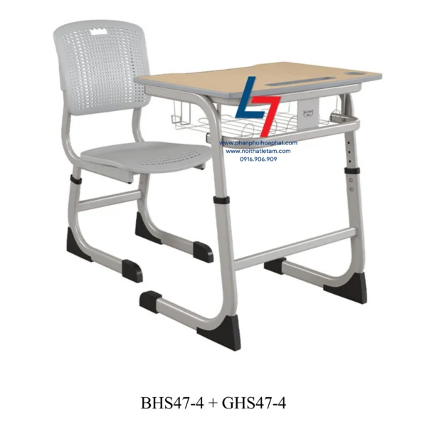 BÀN GHẾ HỌC SINH CẤP 1, CẤP 2 DÙNG TRONG TRƯỜNG HỌC BHS47-4 + GHS47-4