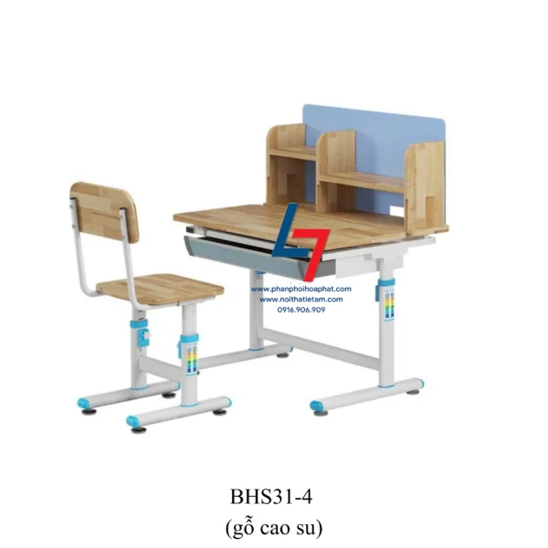 BÀN GHẾ HỌC SINH CẤP 1, CẤP 2 DÙNG TRONG GIA ĐÌNH BHS31-4 (gỗ cao su)