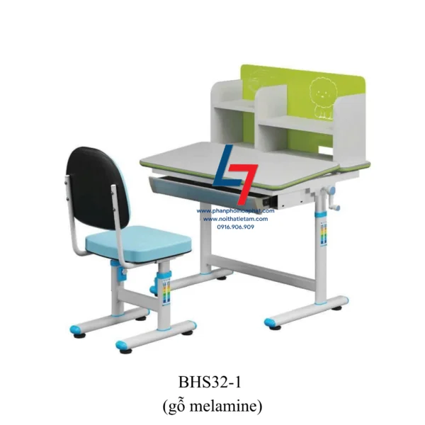 BÀN GHẾ HỌC SINH CẤP 1, CẤP 2 DÙNG TRONG GIA ĐÌNH BHS32-1 (gỗ melamine)