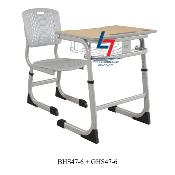 BÀN GHẾ HỌC SINH CẤP 1, CẤP 2 DÙNG TRONG TRƯỜNG HỌC BHS47-6 + GHS47-6