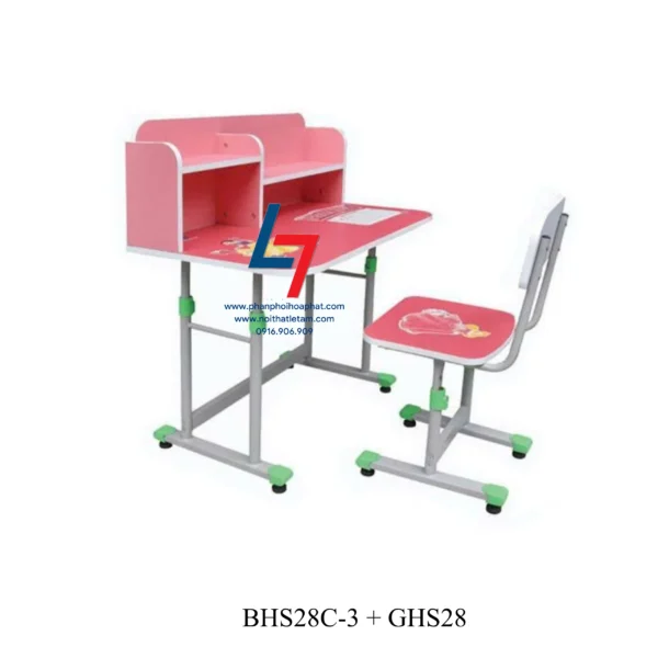BÀN GHẾ HỌC SINH CẤP 1, CẤP 2 DÙNG TRONG GIA ĐÌNH BHS28C-3 + GHS28