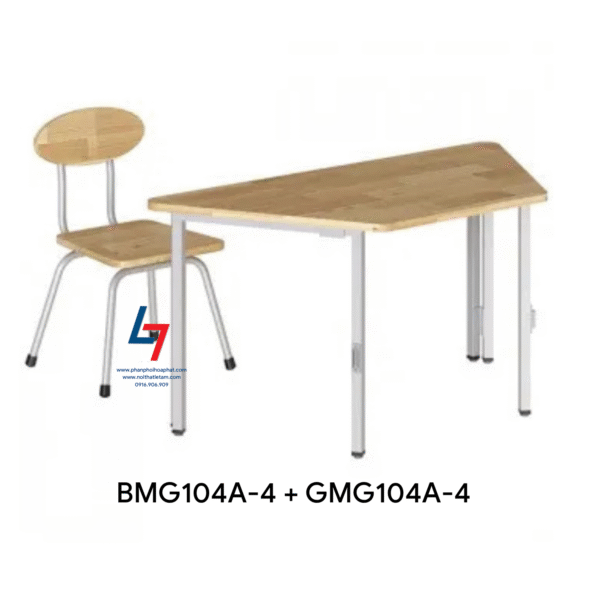 Bộ bàn ghế mẫu giáo BMG104A-4 GMG104A-4 khung thép gỗ sơn PU Hòa Phát